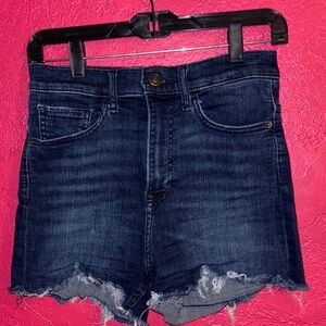 Express Denim Blue Women's high waisted Shorties. Sz 4.